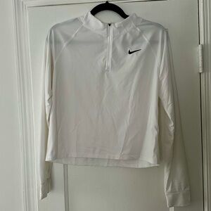 Nike Women's White Long Sleeve 3/4 Zip Warm-Up